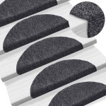 vidaXL Covorașe autoadezive pentru scări, 30 buc., 56x17x3 cm, gri închis, semirotunde vidaXL Covorașe autoadezive pentru scări, 30 buc., 56x17x3 cm, gri închis, semirotunde