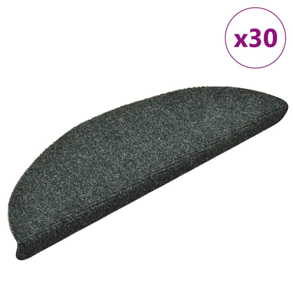 vidaXL Covorașe autoadezive pentru scări, 30 buc., 56x17x3 cm, semirotunde, verzi