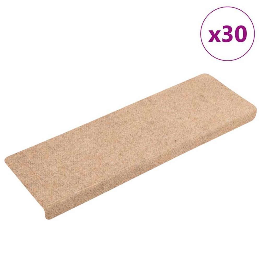 vidaXL Covorașe autoadezive pentru scări, 30 buc., 65x21x4 cm, margini dreptunghiulare, crem