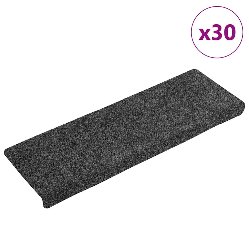 vidaXL Covorașe scări autoadezive, 30 buc., 65x21x4 cm, gri, cu margine dreptunghiulară