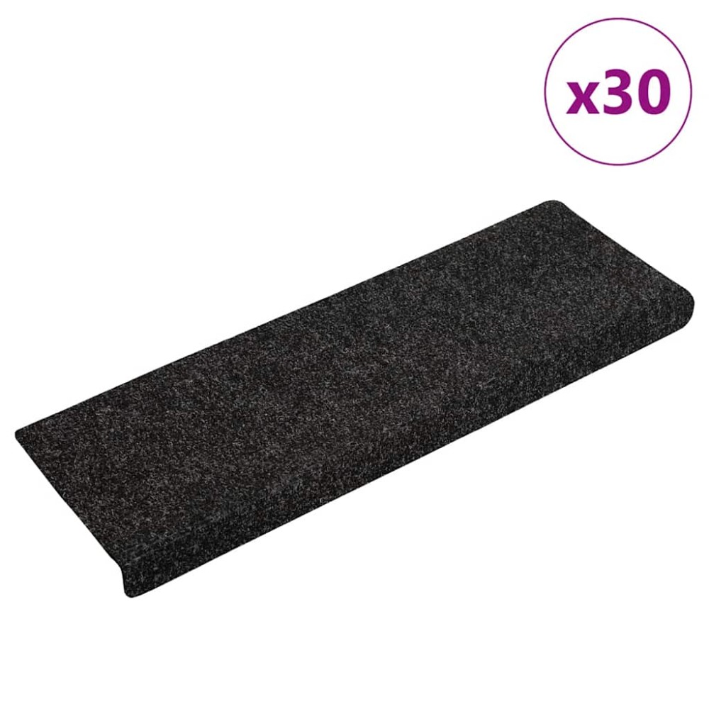 vidaXL Covorașe scări autoadezive, 30 buc., 65x21x4 cm, margini dreptunghiulare negre