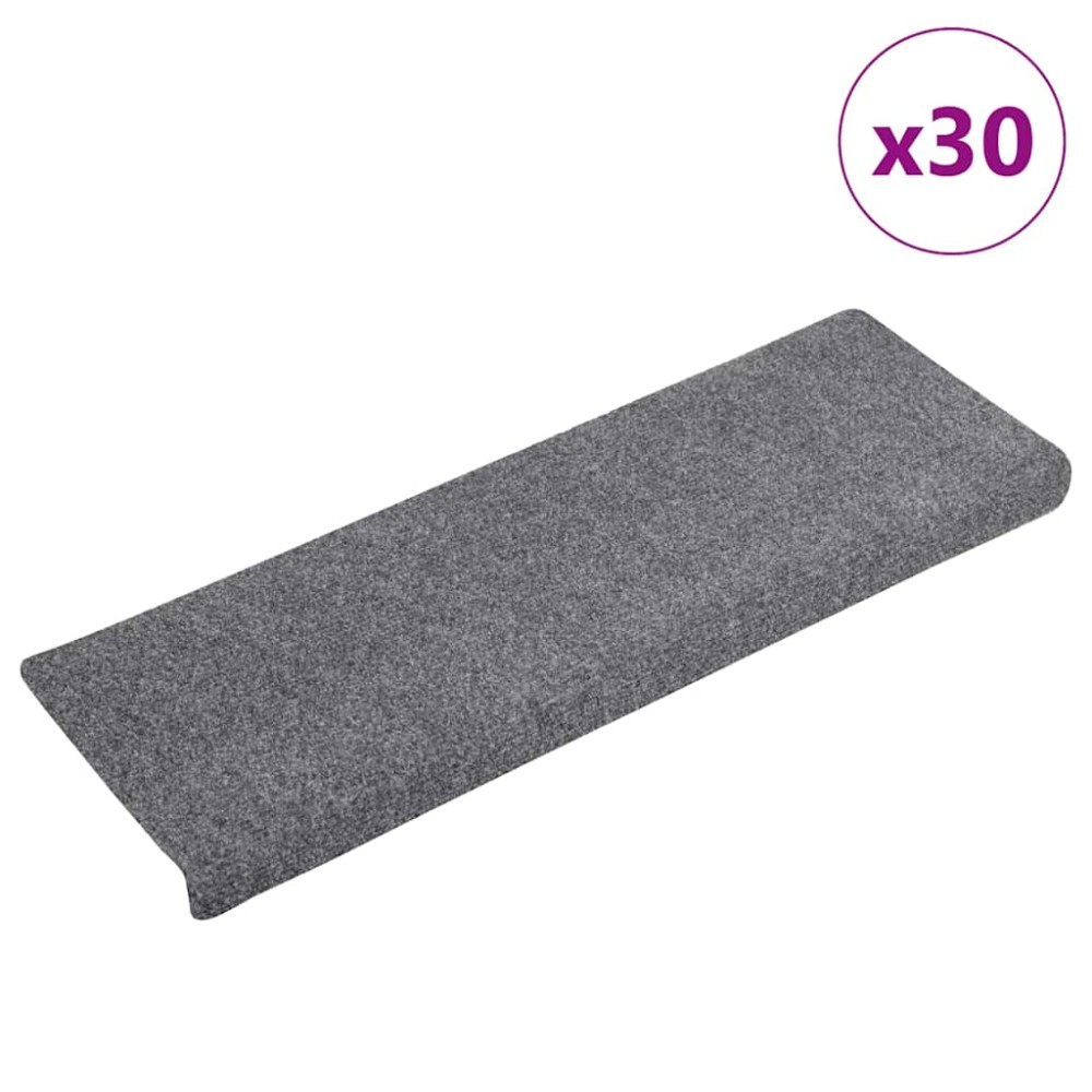 vidaXL Covorașe autoadezive pentru scări, 30 buc., 65x21x4 cm, gri deschis, cu margini dreptunghiulare