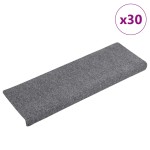 vidaXL Covorașe autoadezive pentru scări, 30 buc., 65x21x4 cm, gri deschis, cu margini dreptunghiulare