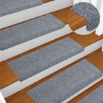 vidaXL Covorașe autoadezive pentru scări, 30 buc., 65x21x4 cm, gri deschis, cu margini dreptunghiulare