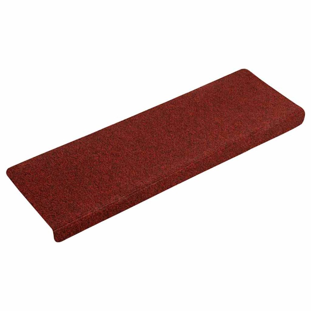 vidaXL Covorașe pentru scări autoadezive, 30 buc., 65x21x4 cm, margini dreptunghiulare, roșu bordeaux