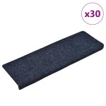 vidaXL Covorașe scări autoadezive, 30 buc., 65x21x4 cm, margini dreptunghiulare albastre