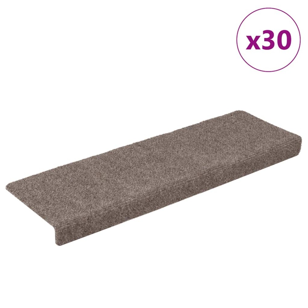 vidaXL Covorașe autoadezive pentru scări, 30 buc., 65x21x4 cm, bej, cu margini dreptunghiulare