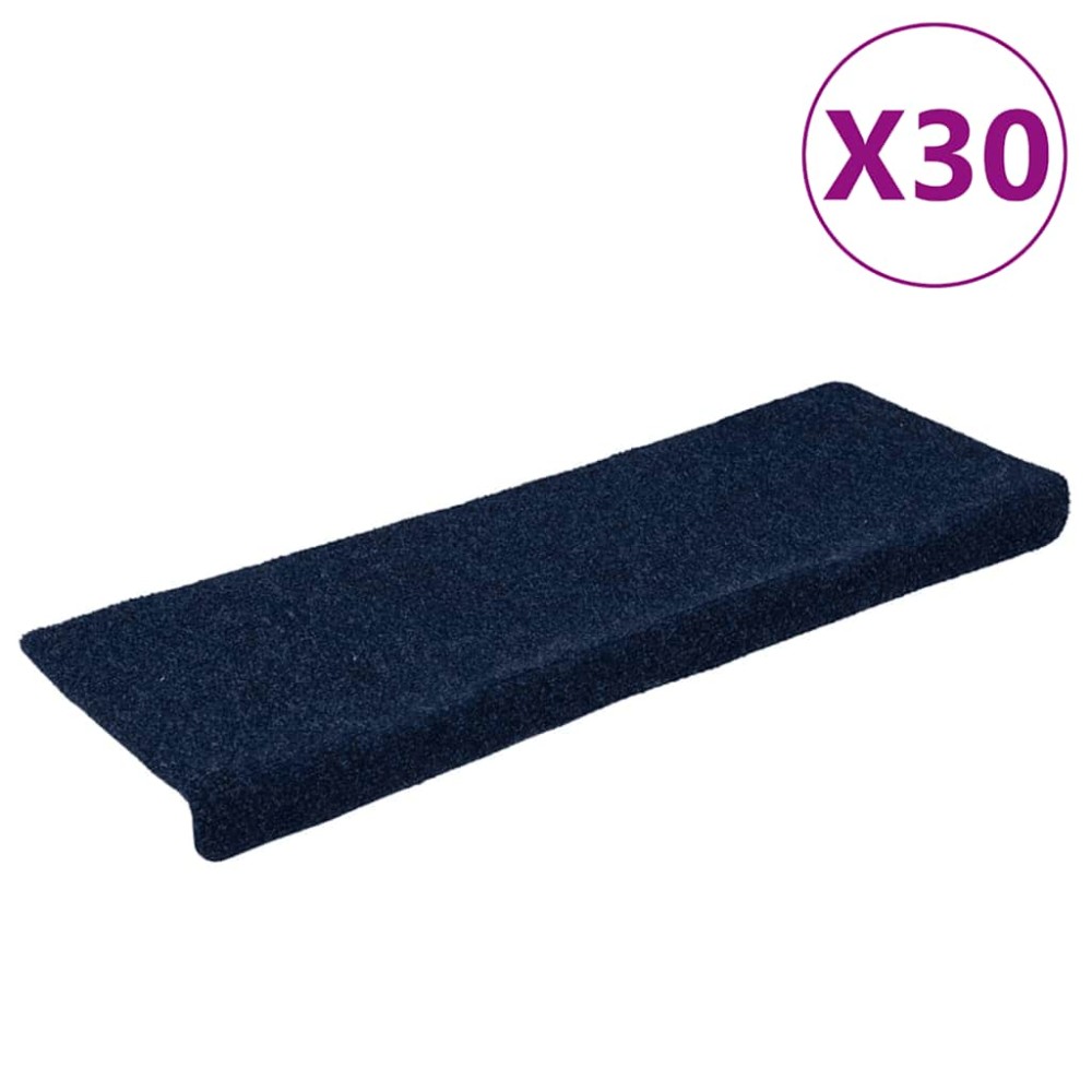 vidaXL Covorașe autoadezive pentru scări, 30 buc., 65x21x4 cm, margini dreptunghiulare, bleumarin