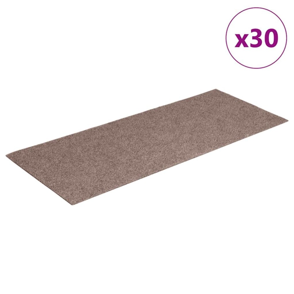 vidaXL Covorașe pentru scări autoadezive, 30 buc., 60x25 cm, maro deschis, dreptunghiulare