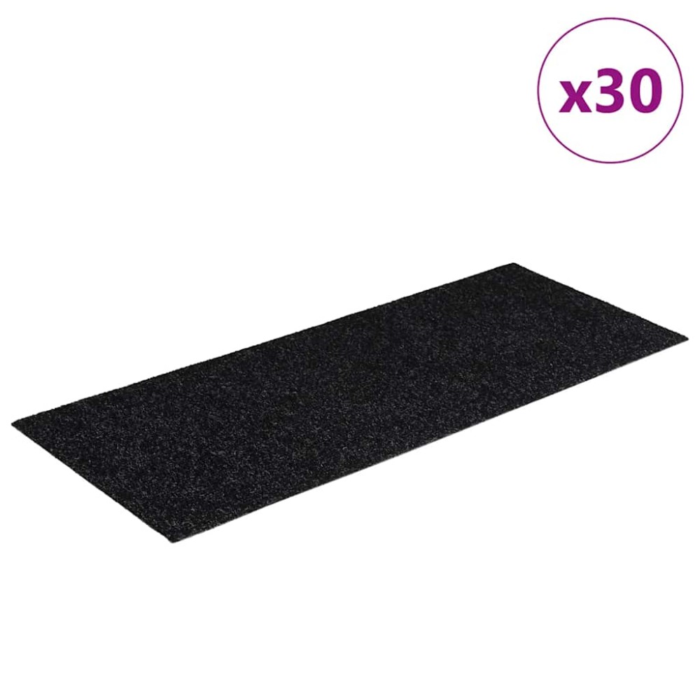vidaXL Covorașe scări autoadezive, 30 buc., 60x25 cm, negre, dreptunghiulare