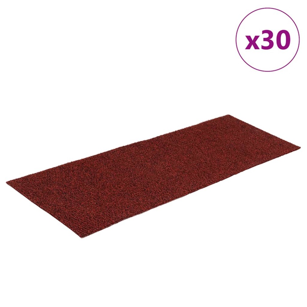 vidaXL Covorașe pentru scări autoadezive, 30 buc., 60x25 cm, dreptunghiulare, roșu bordeaux