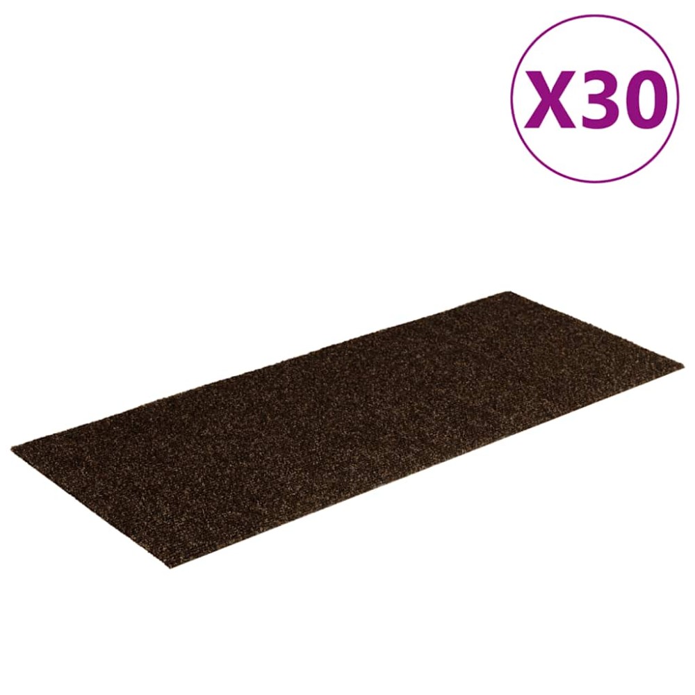 vidaXL Covorașe scări autoadezive, 30 buc., 60x25 cm, maro, dreptunghiulare