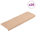 vidaXL Covorașe autoadezive pentru scări, 20 buc., 65x21x4 cm, margini dreptunghiulare, crem vidaXL Covorașe autoadezive pentru scări, 20 buc., 65x21x4 cm, margini dreptunghiulare, crem