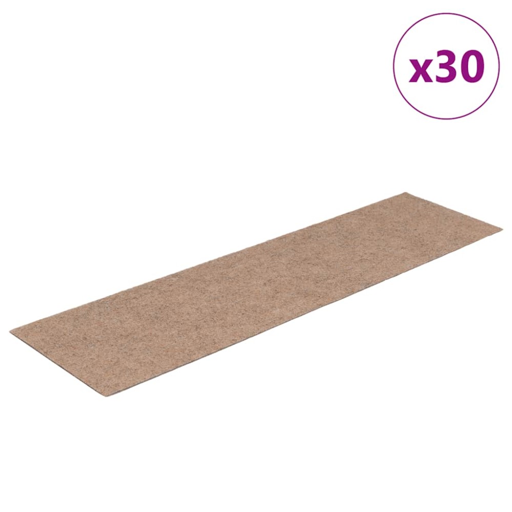 vidaXL Covorașe autoadezive pentru scări, 30 buc., 76x20 cm, maro deschis, dreptunghiulare
