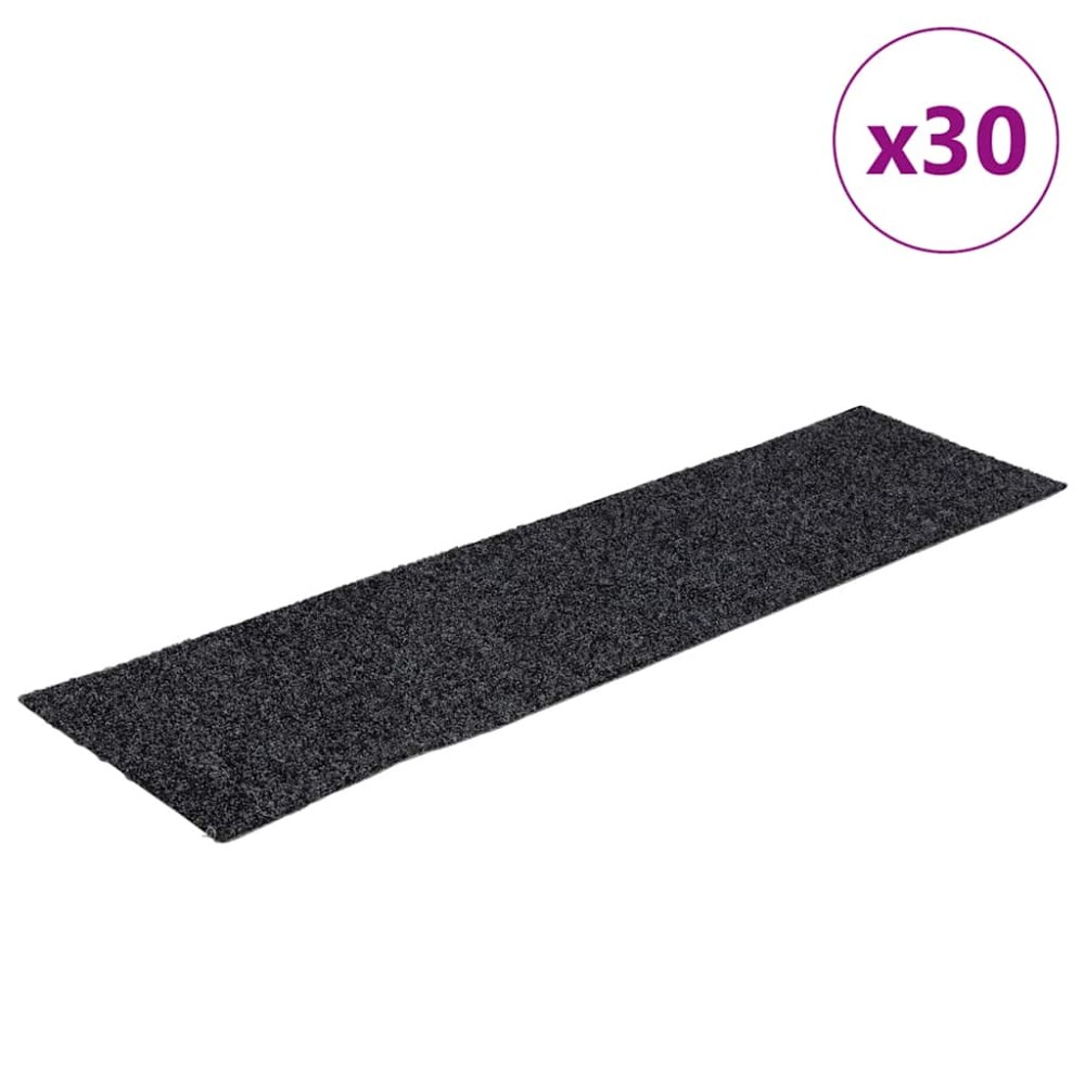 vidaXL Covorașe scări autoadezive, 30 buc., 76x20 cm, gri, dreptunghiulare
