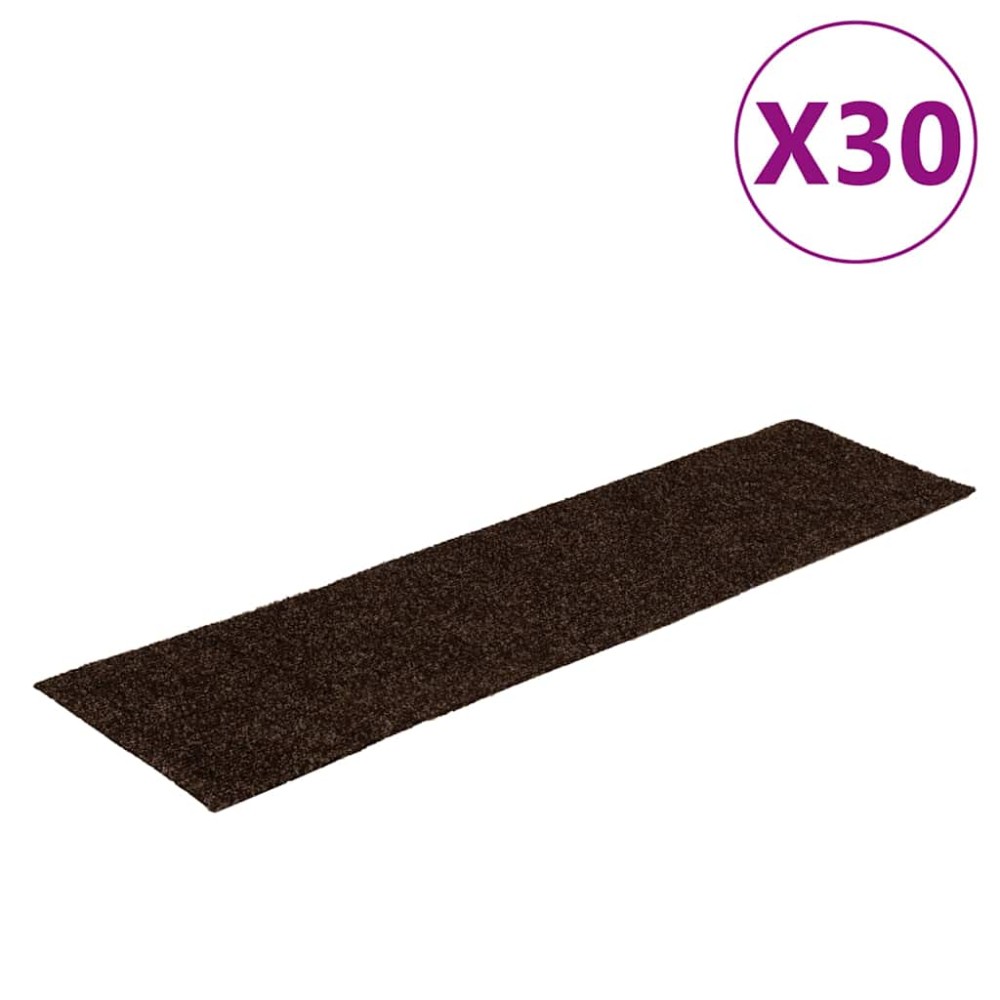 vidaXL Covorașe scări autoadezive, 30 buc., 76x20 cm, maro, dreptunghiulare
