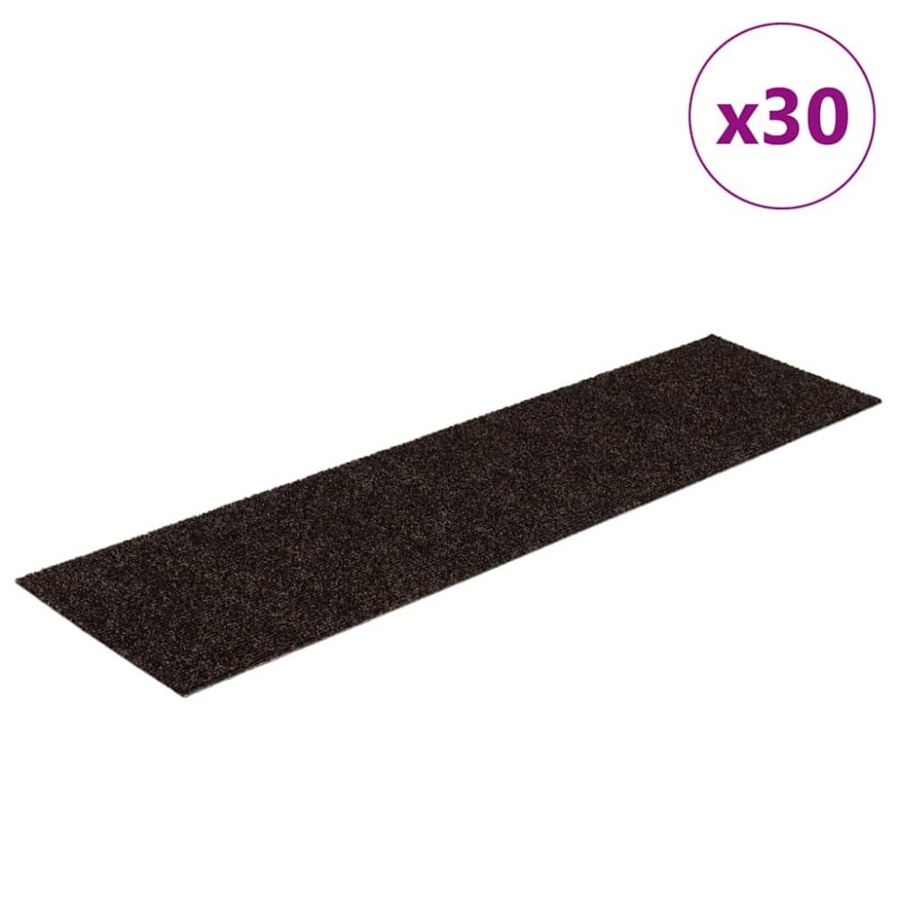 vidaXL Covorașe autoadezive pentru scări, 30 buc., 76x20 cm, maro închis, dreptunghiulare