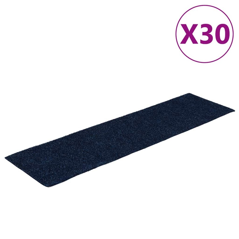 vidaXL Covorașe autoadezive pentru scări, 30 buc., 76x20 cm, dreptunghiulare, bleumarin