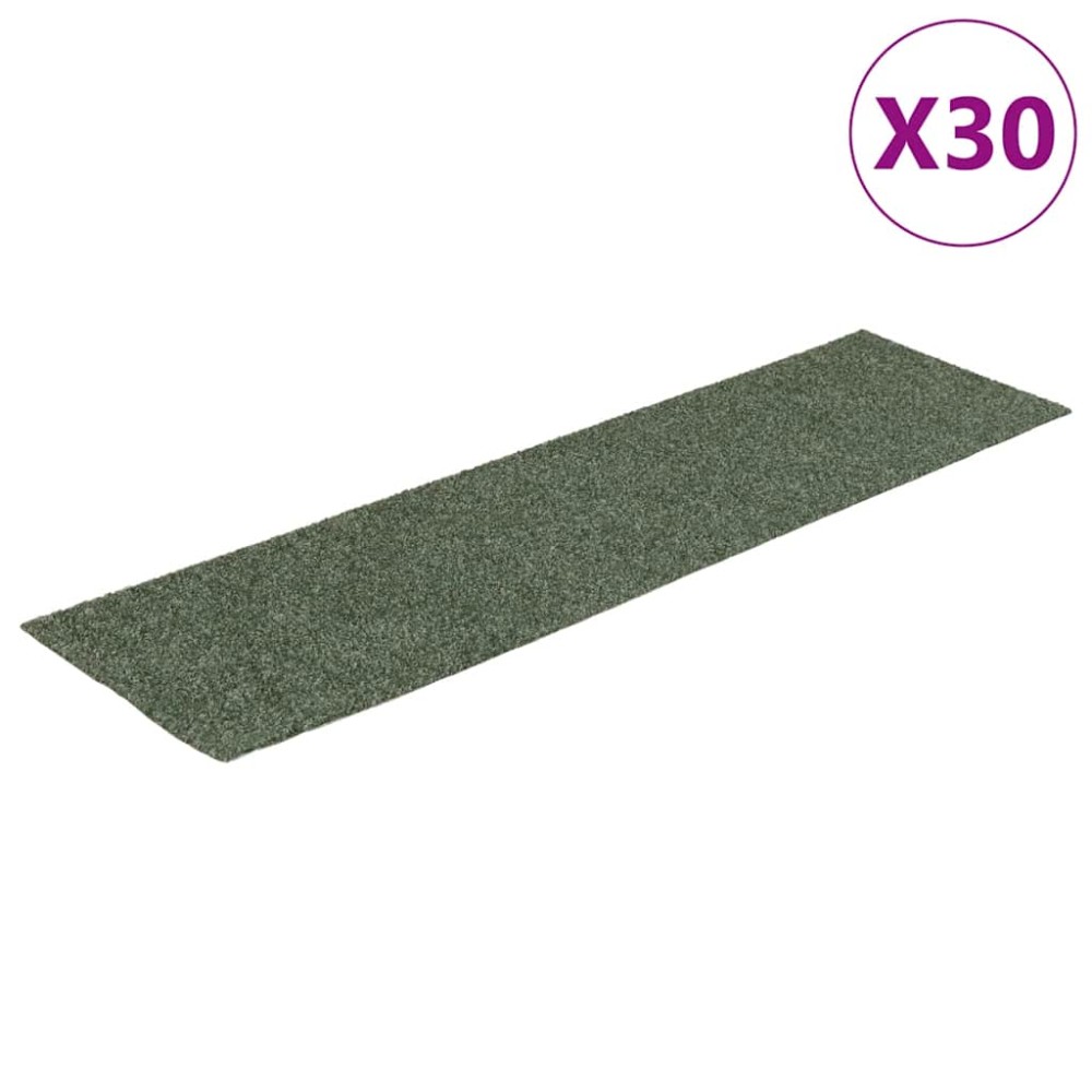 vidaXL Covorașe scări autoadezive, 30 buc., 76x20 cm, verde, dreptunghiulare