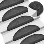 vidaXL Covorașe scări, 30 buc., 56x17x3 cm, antracit, semirotunde vidaXL Covorașe scări, 30 buc., 56x17x3 cm, antracit, semirotunde