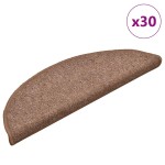 vidaXL Covorașe pentru scări, 30 buc., 56x17x3 cm, maro, semirotunde