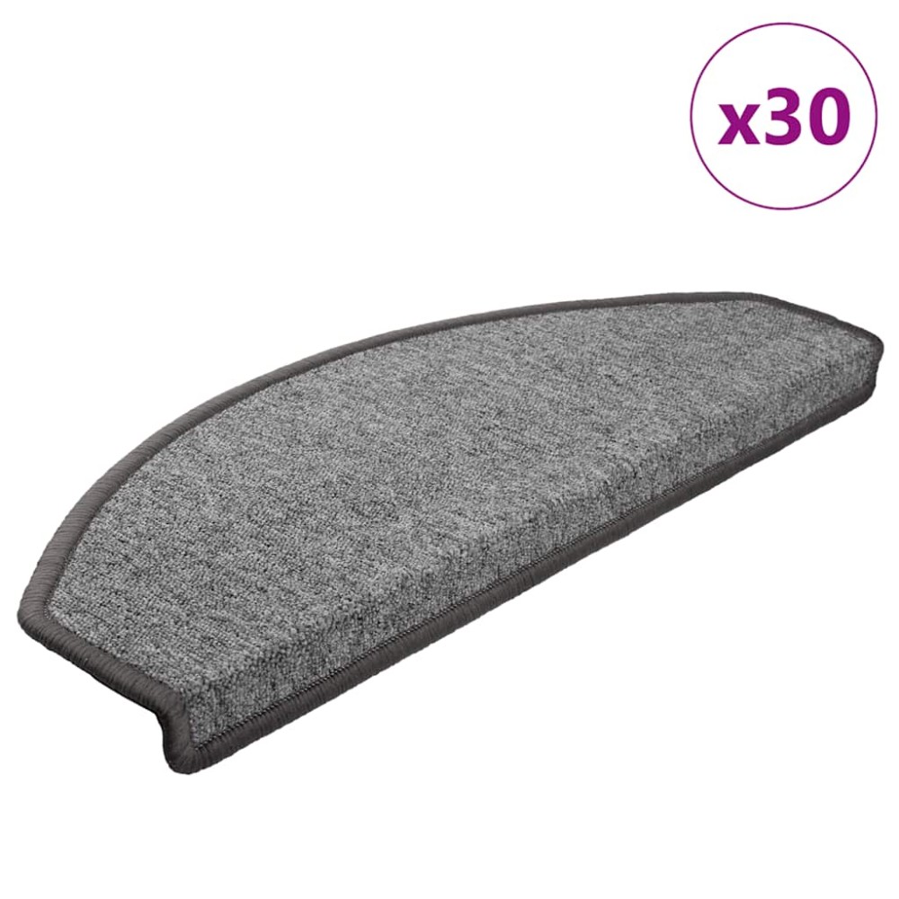 vidaXL Covorașe pentru scări, 30 buc., 65x24x4 cm, gri închis, semirotunde, mari
