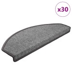 vidaXL Covorașe pentru scări, 30 buc., 65x24x4 cm, gri închis, semirotunde, mari