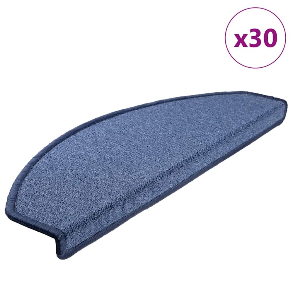vidaXL Covorașe pentru scări, 30 buc., 65x24x4 cm, semirotunde, albastre, mari