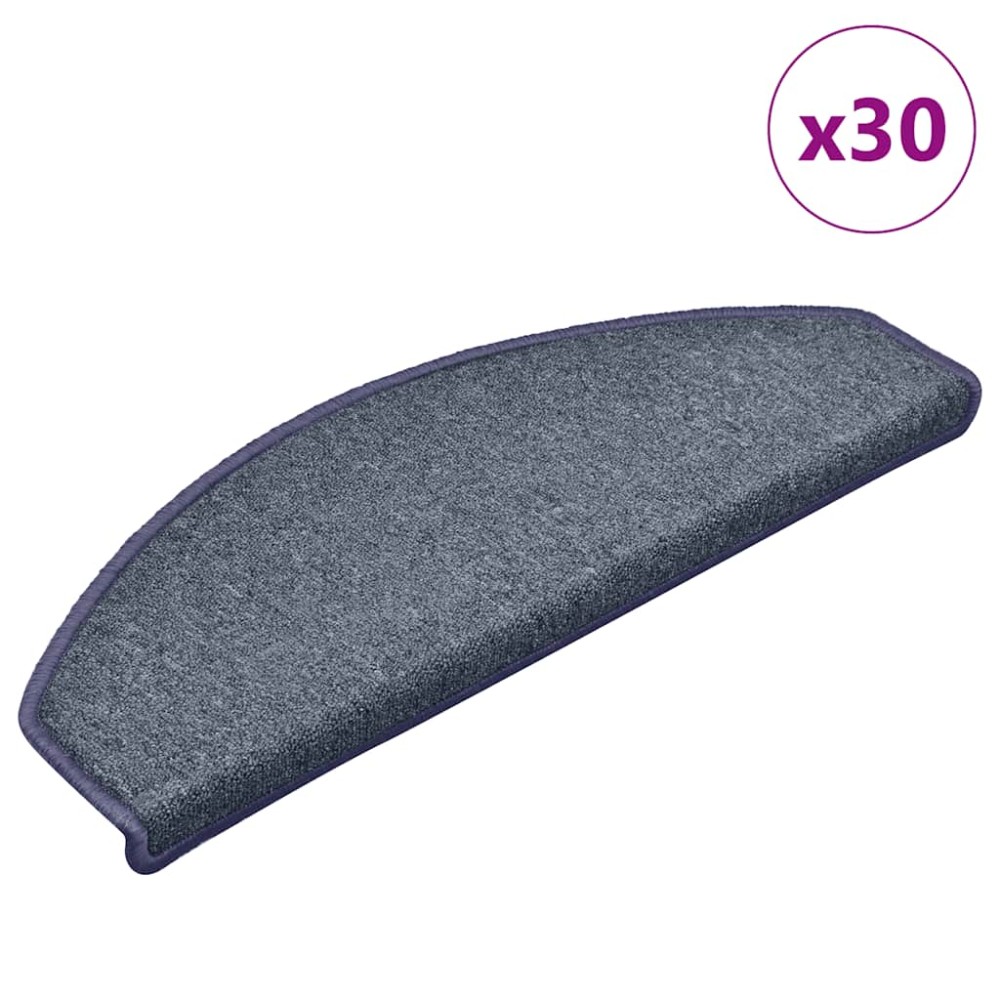 vidaXL Covorașe pentru scări, 30 buc., 65x24x4 cm, gri închis și albastru, semirotunde, mari
