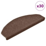 vidaXL Covorașe pentru scări, 30 buc., 65x24x4 cm, maro, semirotunde, mari
