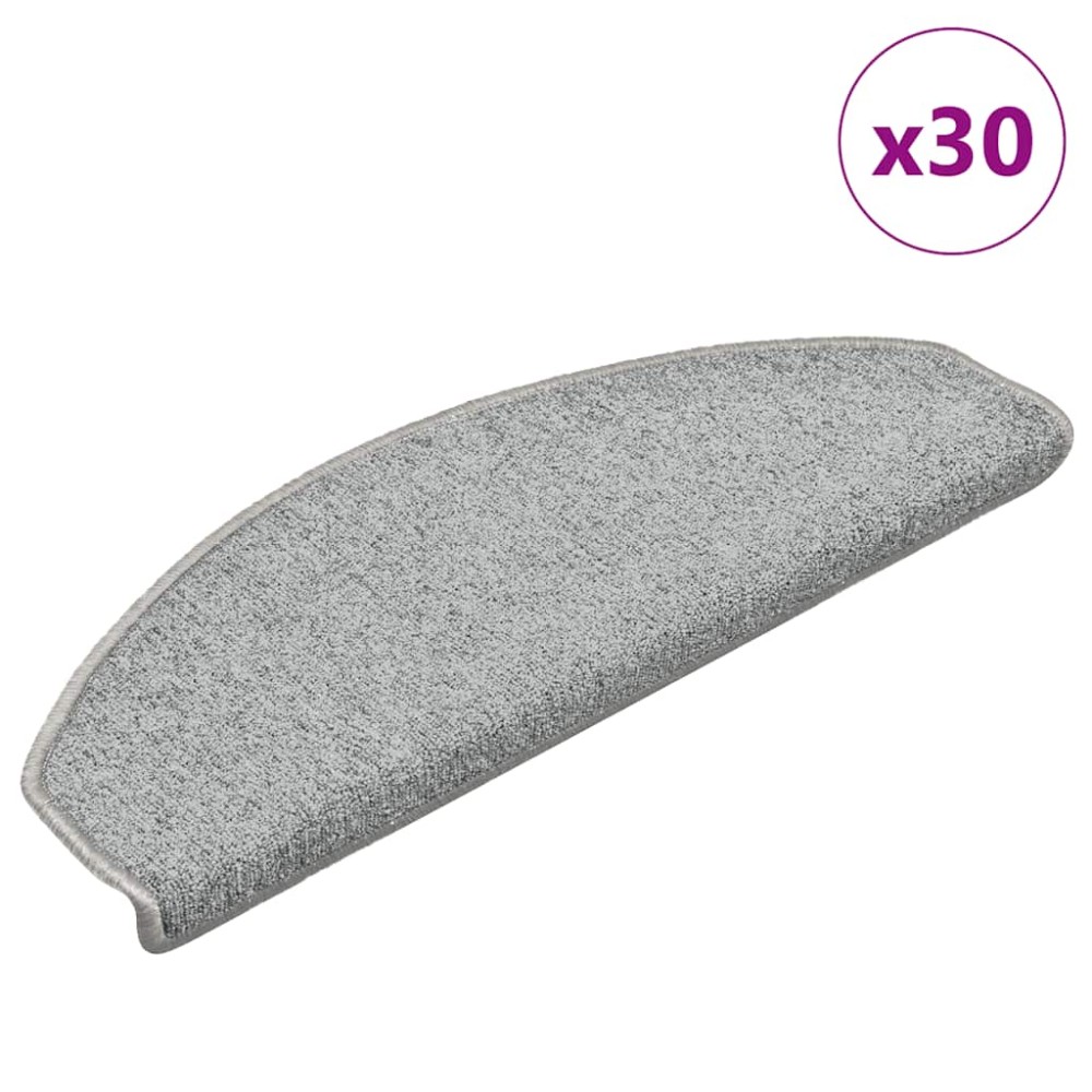 vidaXL Covorașe pentru scări, 30 buc., 65x24x4 cm, gri deschis, semirotunde, mari