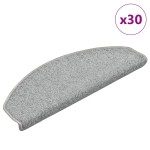 vidaXL Covorașe pentru scări, 30 buc., 65x24x4 cm, gri deschis, semirotunde, mari