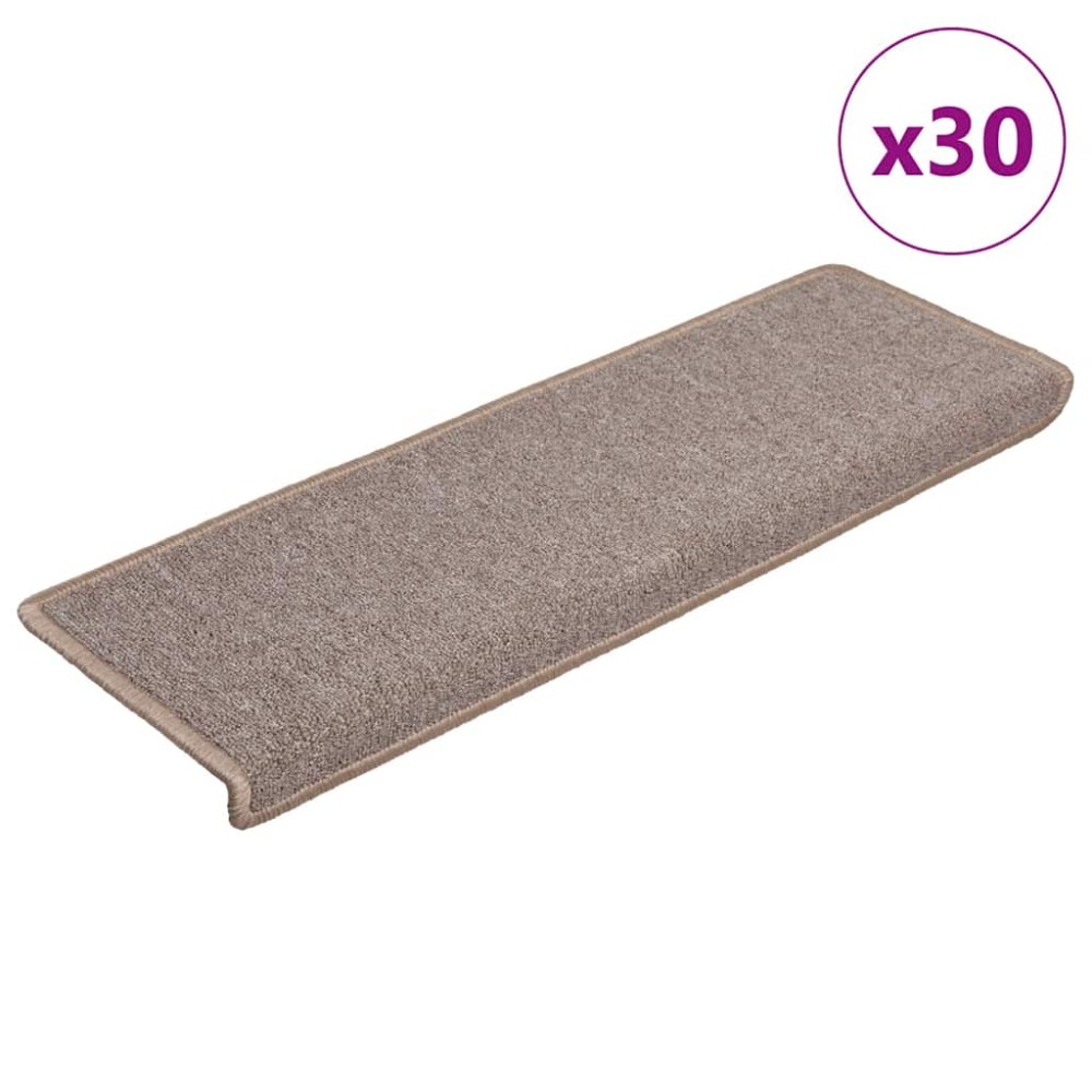 vidaXL Covorașe pentru scări, 30 buc., 65x21x4 cm, maro deschis, cu margini dreptunghiulare