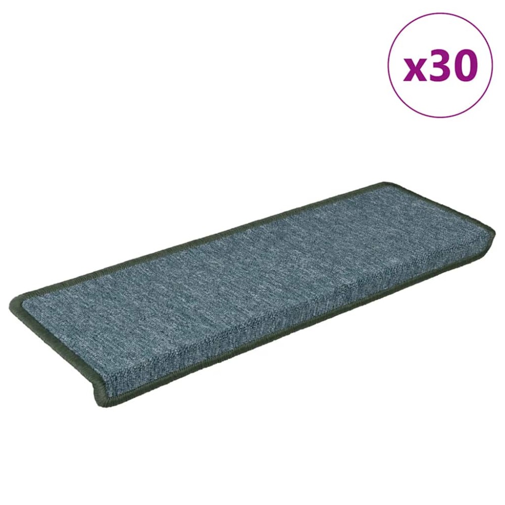 vidaXL Covorașe pentru scări, 30 buc., 65x21x4 cm, verde închis, cu margini dreptunghiulare