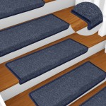 vidaXL Covorașe pentru scări, 30 buc., 65x21x4 cm, gri închis și albastru, margini dreptunghiulare vidaXL Covorașe pentru scări, 30 buc., 65x21x4 cm, gri închis și albastru, margini dreptunghiulare