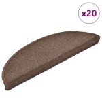 vidaXL Covorașe scări, 20 buc., 56x17x3 cm, maro cafea, semirotunde