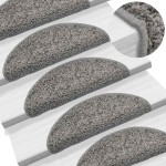 vidaXL Covorașe pentru scări, 30 buc., 56x17x3 cm, gri, semirotunde