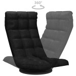 vidaXL Scaun de podea pivotant, negru, material textil vidaXL Scaun de podea pivotant, negru, material textil
