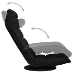 vidaXL Scaun de podea pivotant, negru, material textil vidaXL Scaun de podea pivotant, negru, material textil