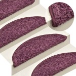 vidaXL Covorașe pentru scări, 30 buc., 56x17x3 cm, violet închis, semirotunde