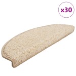 vidaXL Covorașe pentru scări, 30 buc., 65x21x4 cm, crem, semirotunde, mari