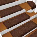 vidaXL Covorașe pentru scări, 30 buc., 65x21x4 cm, maro, cu margini dreptunghiulare