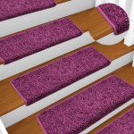 vidaXL Covorașe pentru scări, 30 buc., 65x21x4 cm, violet, cu margini dreptunghiulare