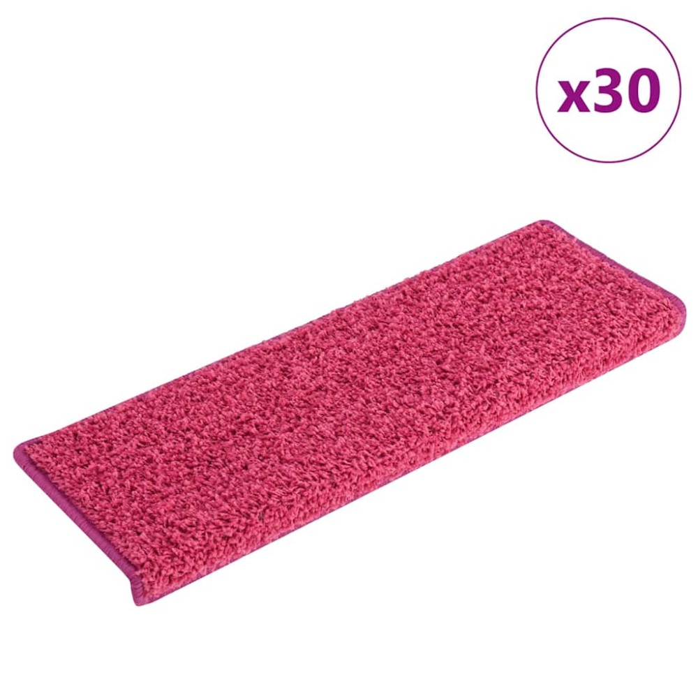 vidaXL Covorașe pentru scări, 30 buc., 65x21x4 cm, roz, cu margini dreptunghiulare