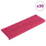 vidaXL Covorașe pentru scări, 30 buc., 65x21x4 cm, roz, cu margini dreptunghiulare