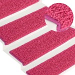 vidaXL Covorașe pentru scări, 30 buc., 65x21x4 cm, roz, cu margini dreptunghiulare