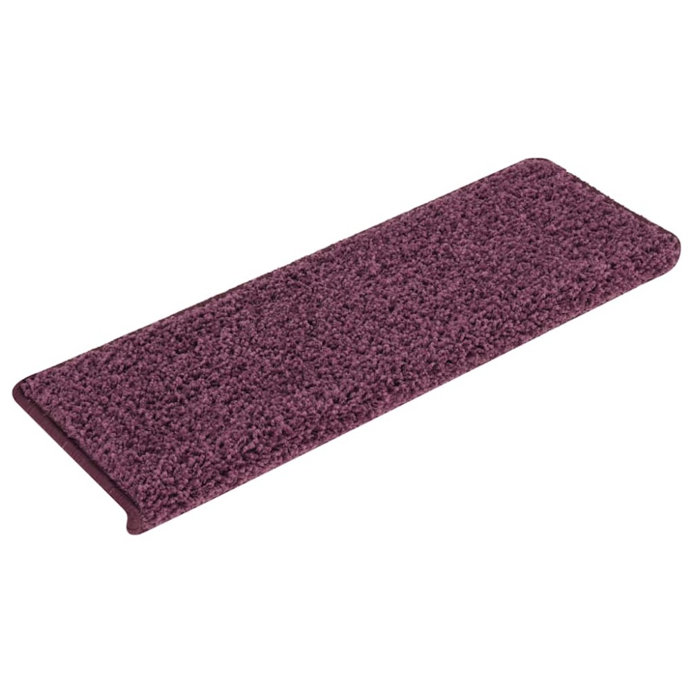 vidaXL Covorașe pentru scări, 30 buc., 65x21x4 cm, violet închis, cu margini dreptunghiulare