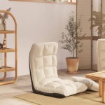 vidaXL Scaun de podea pliabil, crem, material textil vidaXL Scaun de podea pliabil, crem, material textil