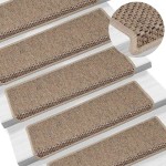 vidaXL Covorașe scări autoadezive 30buc nisipiu 65x21x4cm aspect sisal