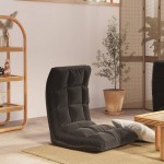 vidaXL Scaun de podea pliabil, negru, material textil vidaXL Scaun de podea pliabil, negru, material textil